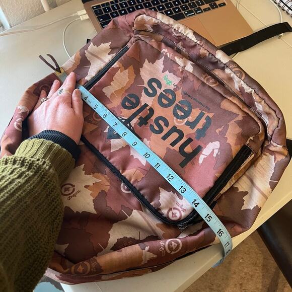 LRG Brown Leaf Print Carry on Lightweight Laptop Large Backpack Unisex - Picture 15 of 16